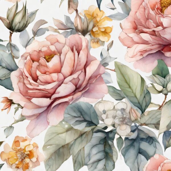 Water-paint Bouquet Mural