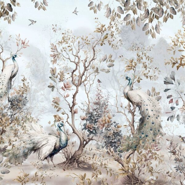 Chinoiserie Peacock Garden Mural