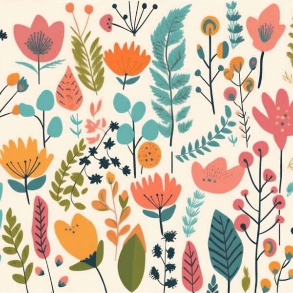 Bright Botanical Blooms Mural