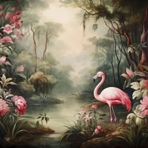 Flamingo Garden Oasis Mural