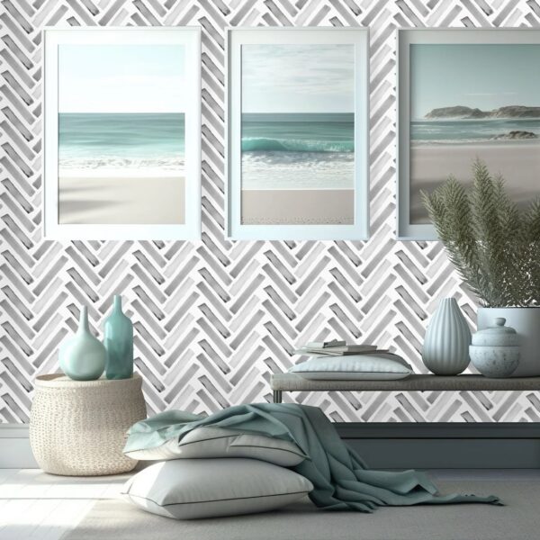 Watercolour Herringbone Wallpaper