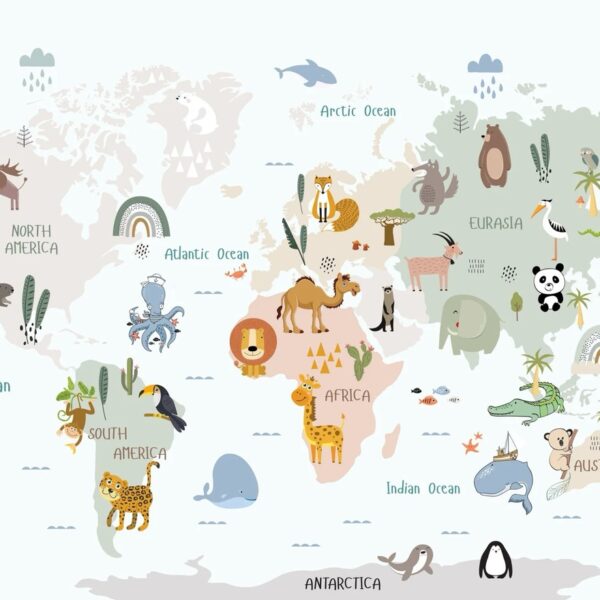 Kids Animal Map Mural