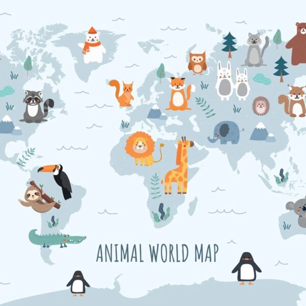Soft Zoo Animal Map Mural